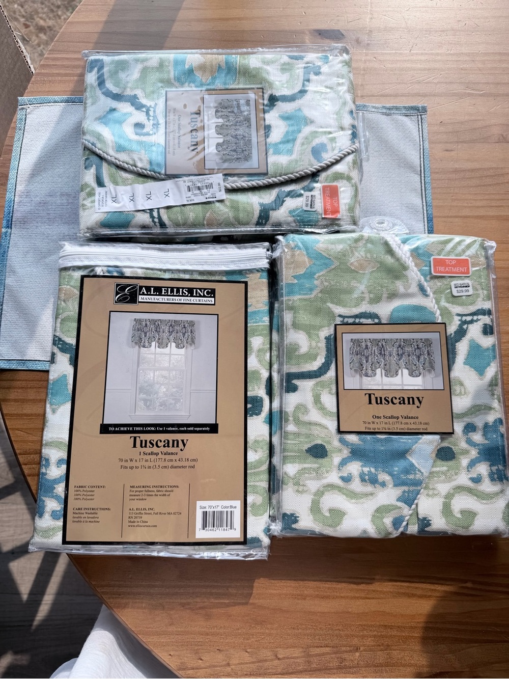 Tuscany Printed Valance in Aqua and Green
